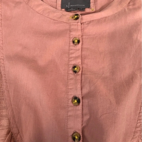 5/$25 
By Anthropologie  Pink S Tunic Puffed Sleeves Partial Button Closure - Picture 9 of 9